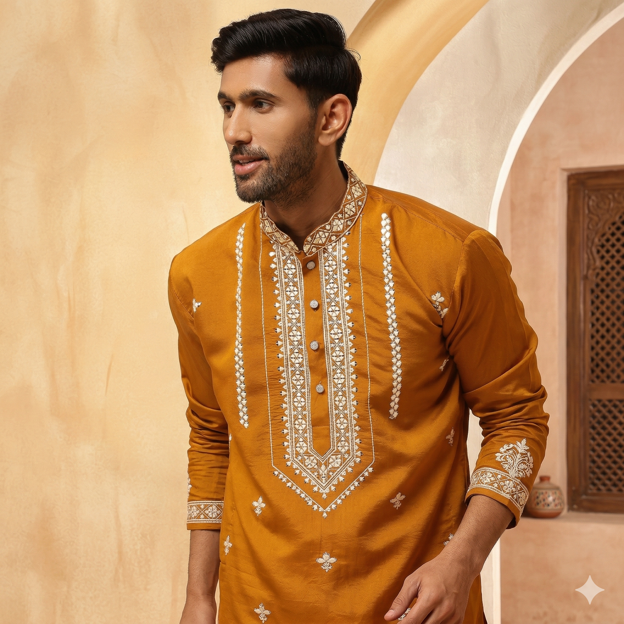 Saffron Luxe Embroidered Kurta