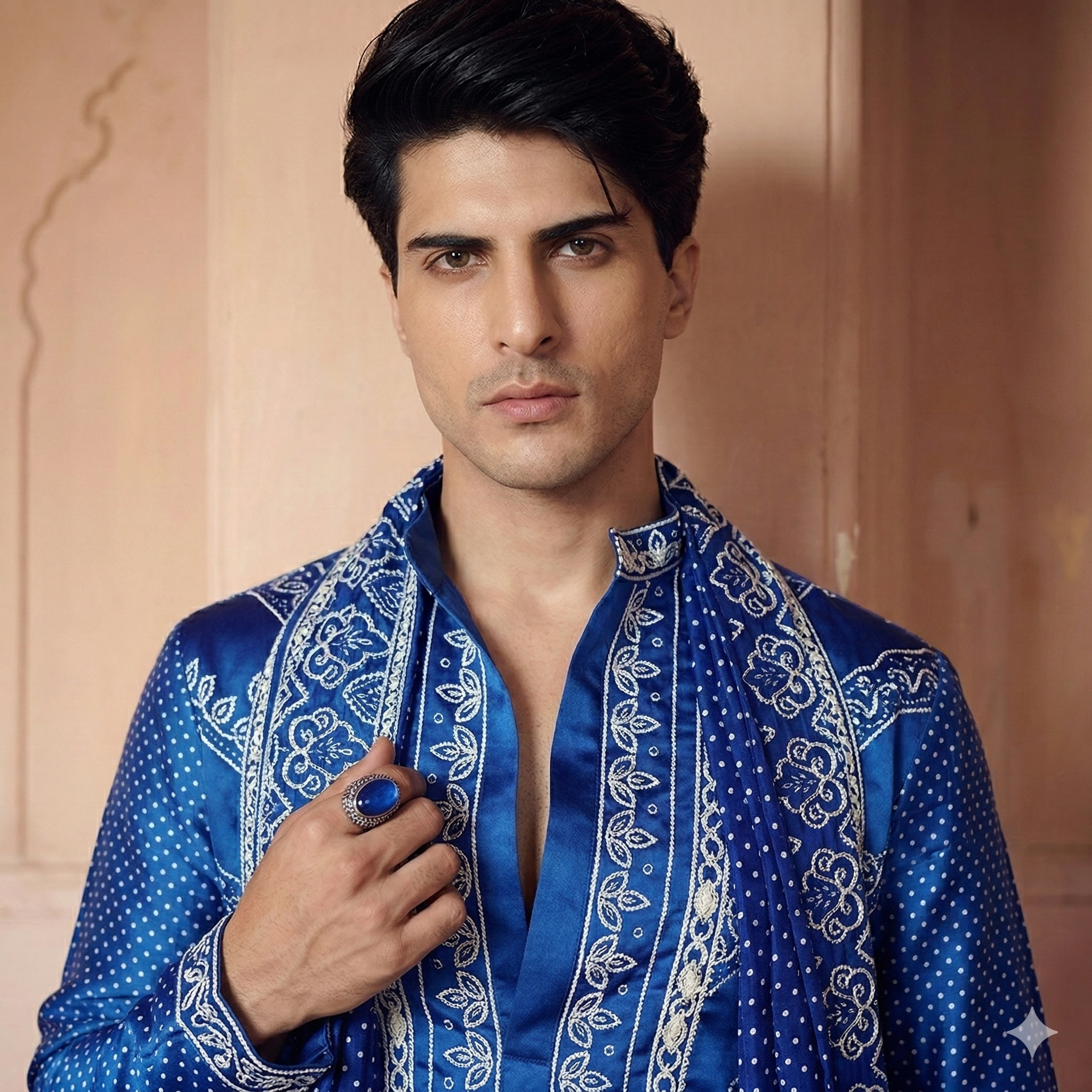 Blue Royale Embroidered Kurta Dupatta Set