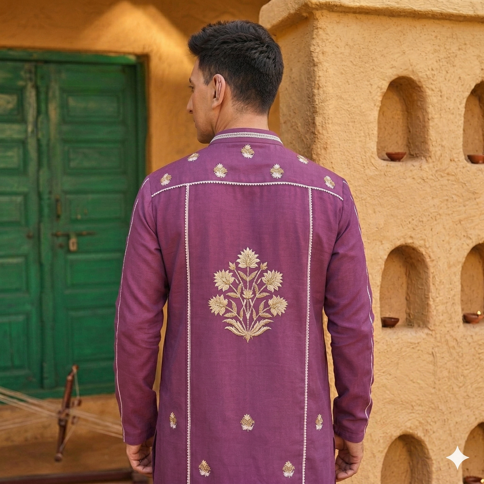 Purple Amethyst Luxe Embroidered Men's Kurta Set