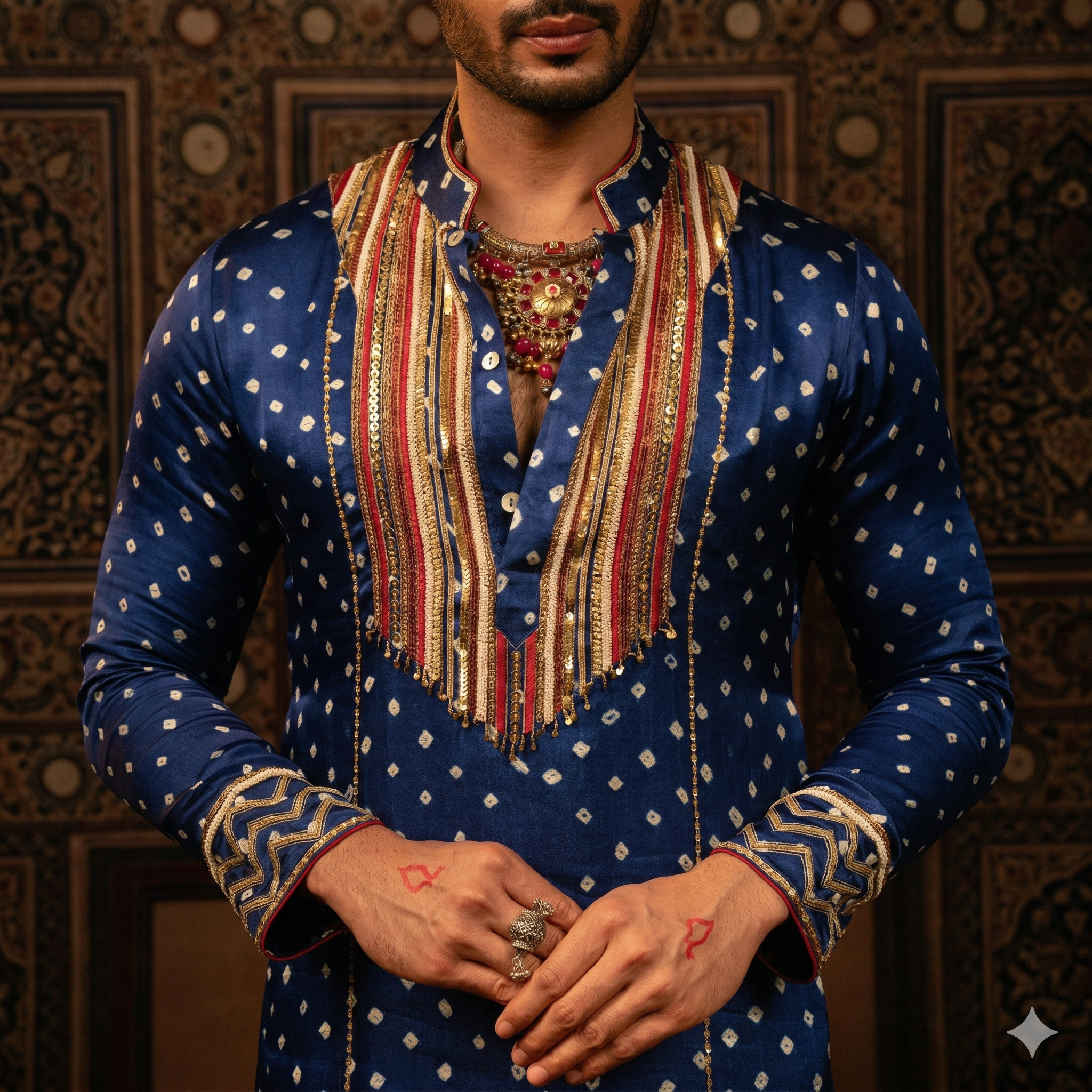 Bandhani Midnight Royal Embroidered Kurta