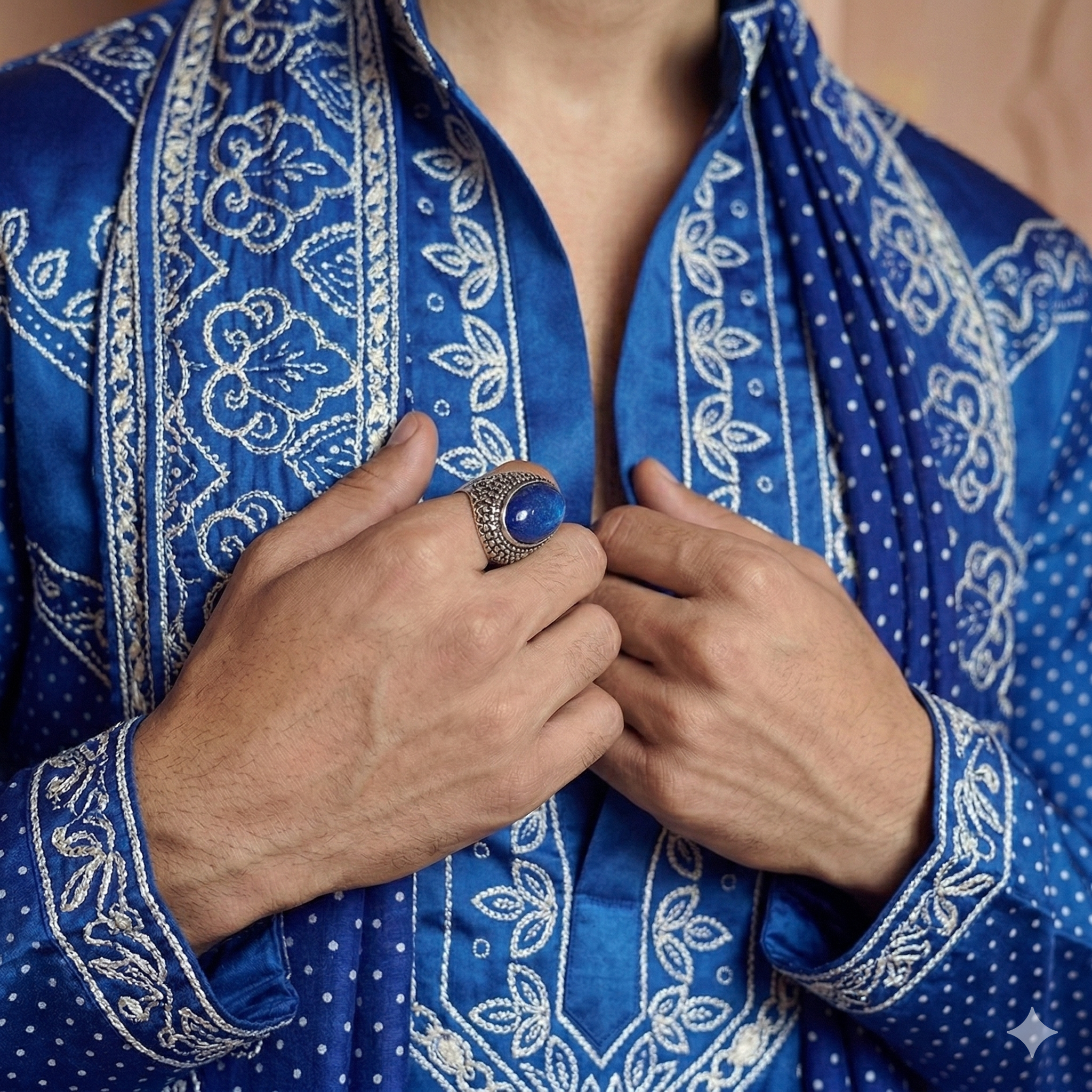 Blue Royale Embroidered Kurta Dupatta Set