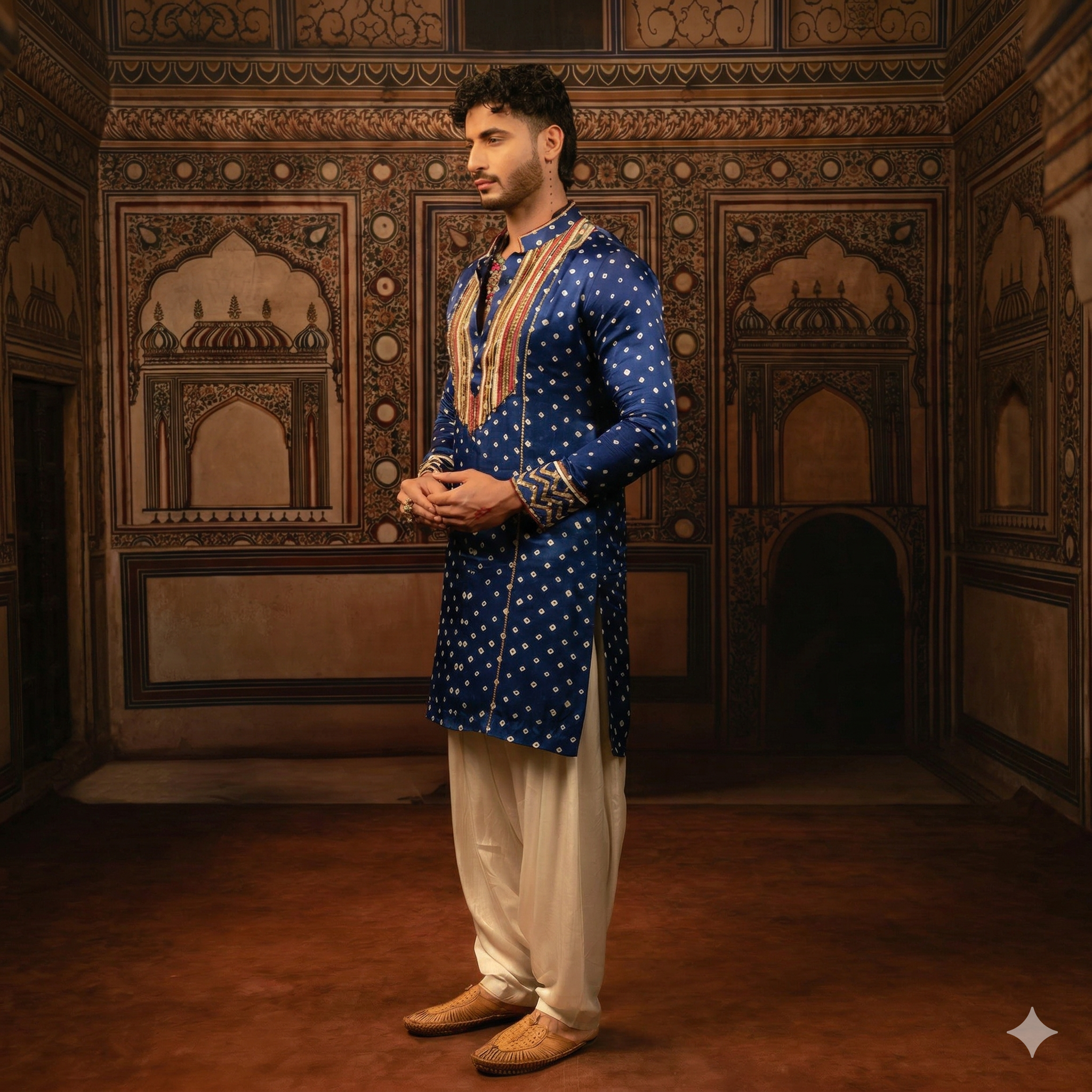 Bandhani Midnight Royal Embroidered Kurta