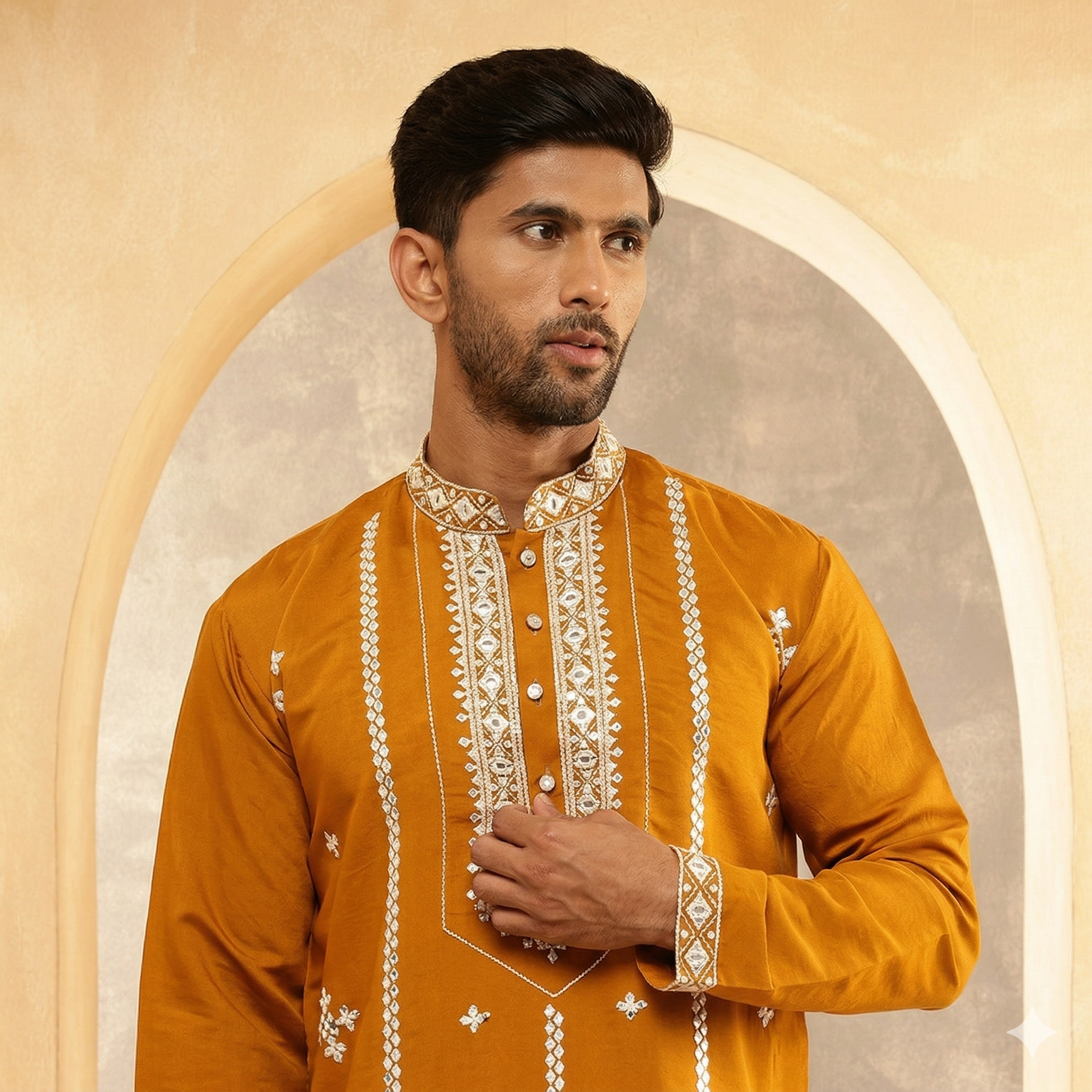 Saffron Luxe Embroidered Kurta