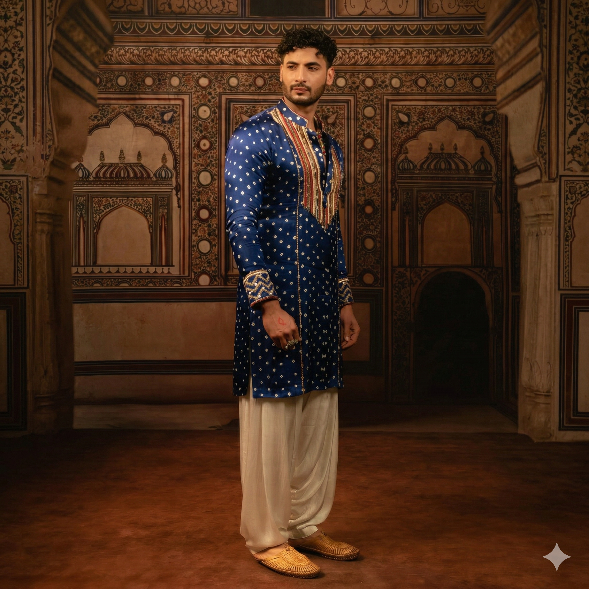 Bandhani Midnight Royal Embroidered Kurta