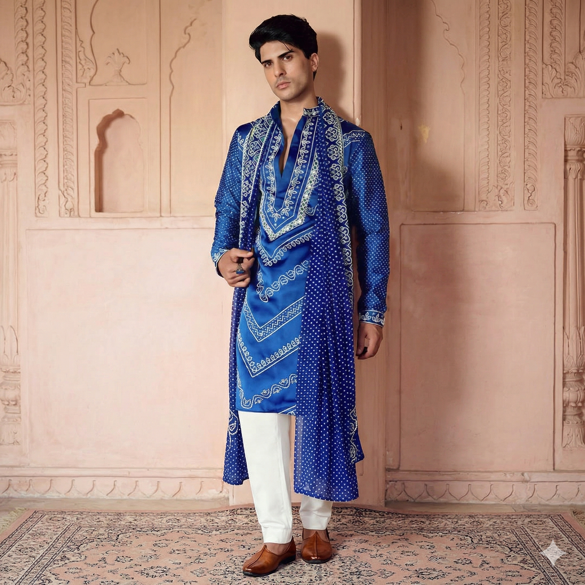 Blue Royale Embroidered Kurta Dupatta Set