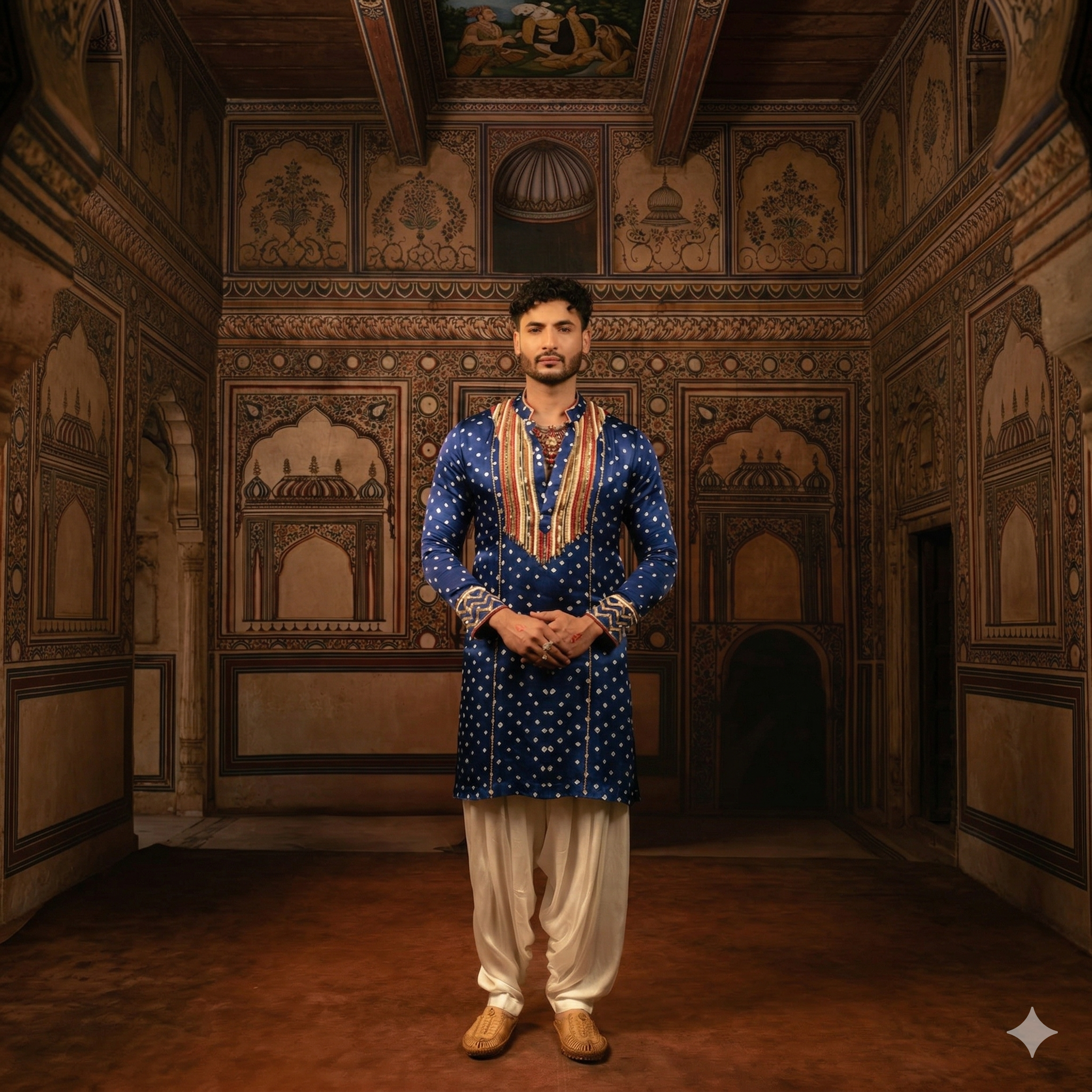 Bandhani Midnight Royal Embroidered Kurta